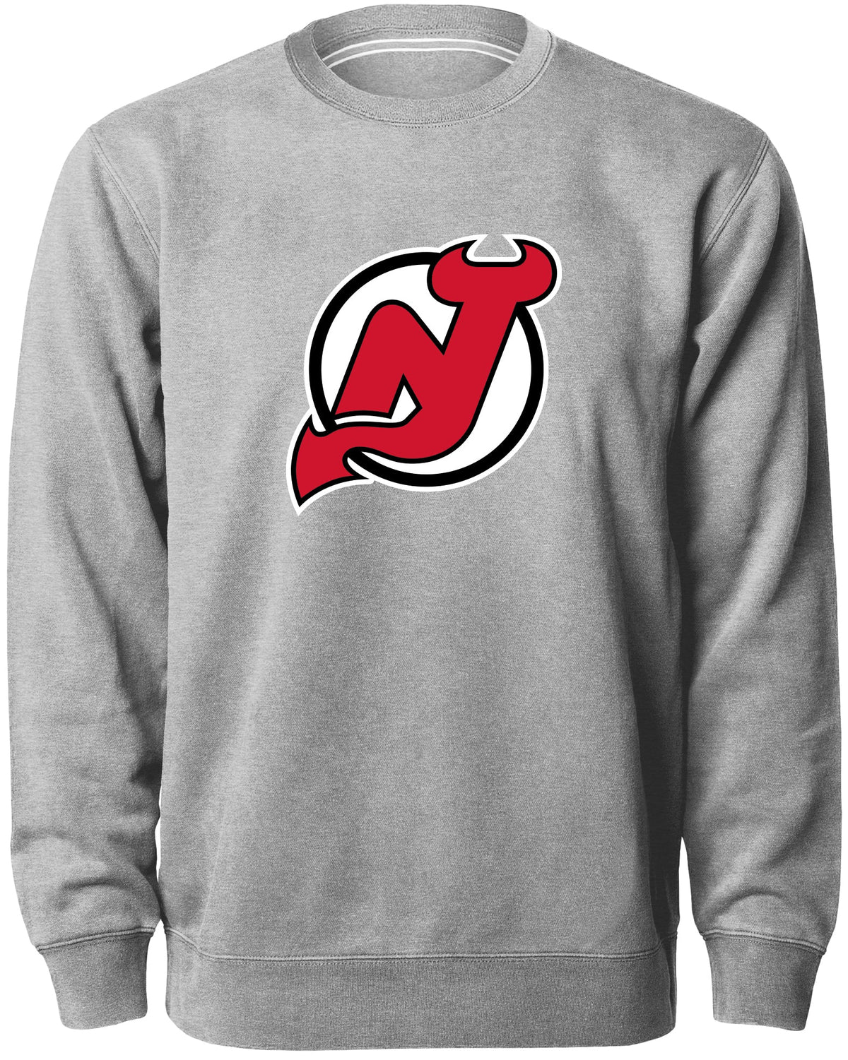New Jersey Devils NHL Bulletin Men Athletic Grey Twill Logo Express Crew Sweater product image 1, provided for visual