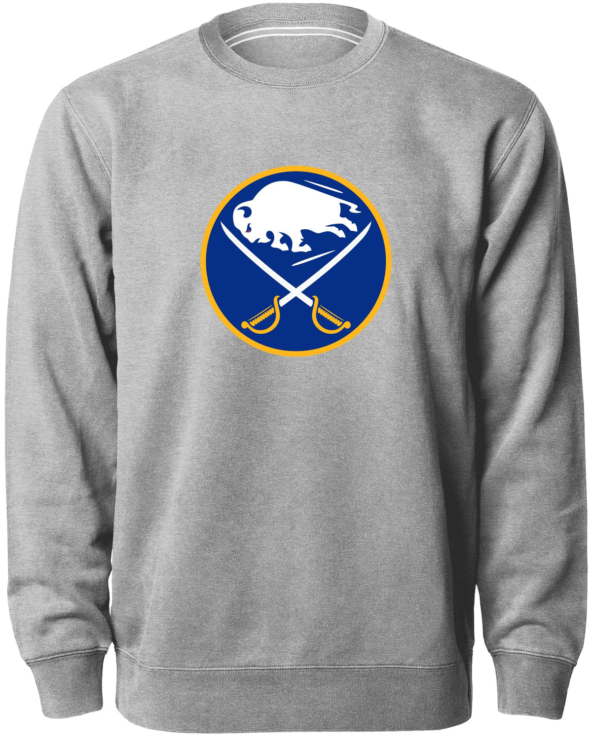 Buffalo Sabres NHL Bulletin Men Athletic Grey Twill Logo Express Crew Sweater product image 1, provided for visual reference