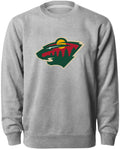 Minnesota Wild NHL Bulletin Men Athletic Grey Twill Logo Express Crew Sweater product image 1, provided for visual reference