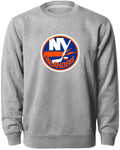 New York Islanders NHL Bulletin Men Athletic Grey Twill Logo Express Crew Sweater product image 1, provided for visual