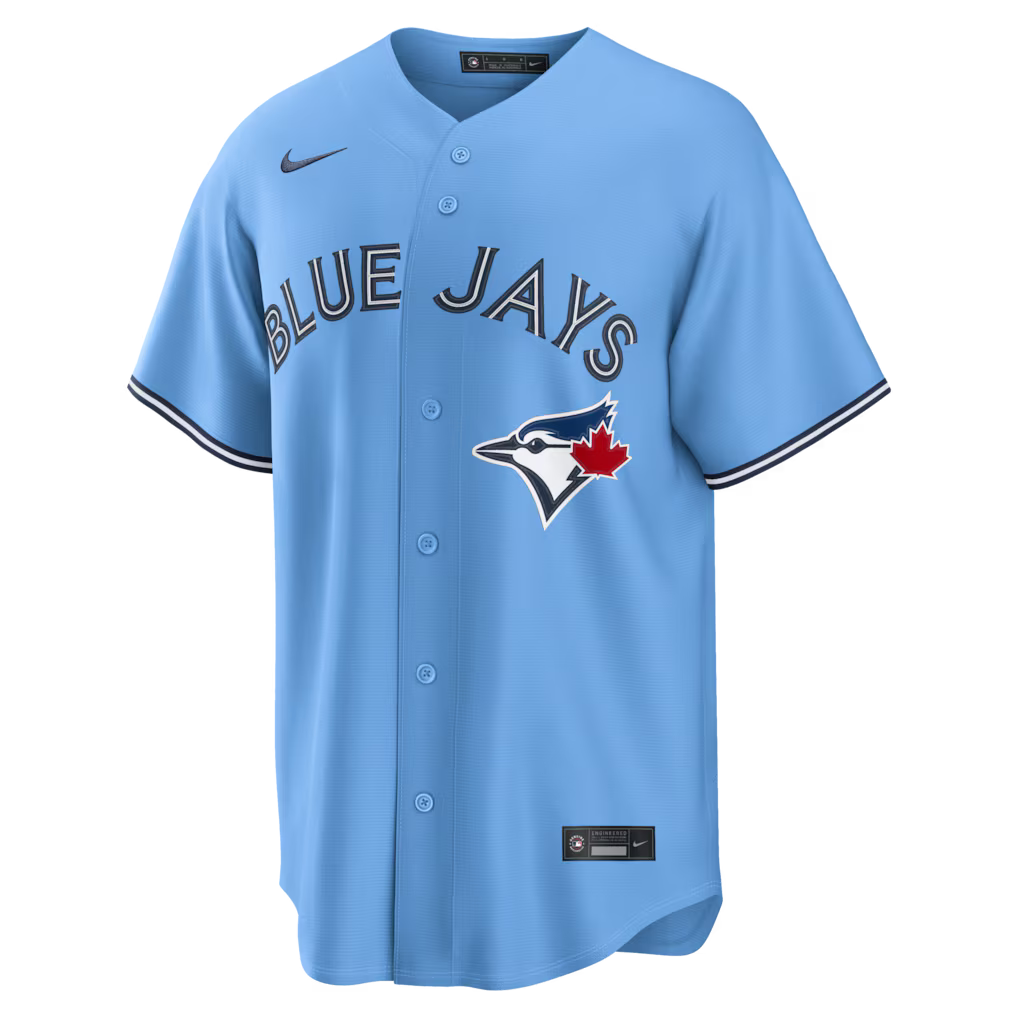 Addison Barger Toronto Blue Jays MLB Nike Men Powder Blue Pro-Stitched Replica Jersey product image 2, provided for visual