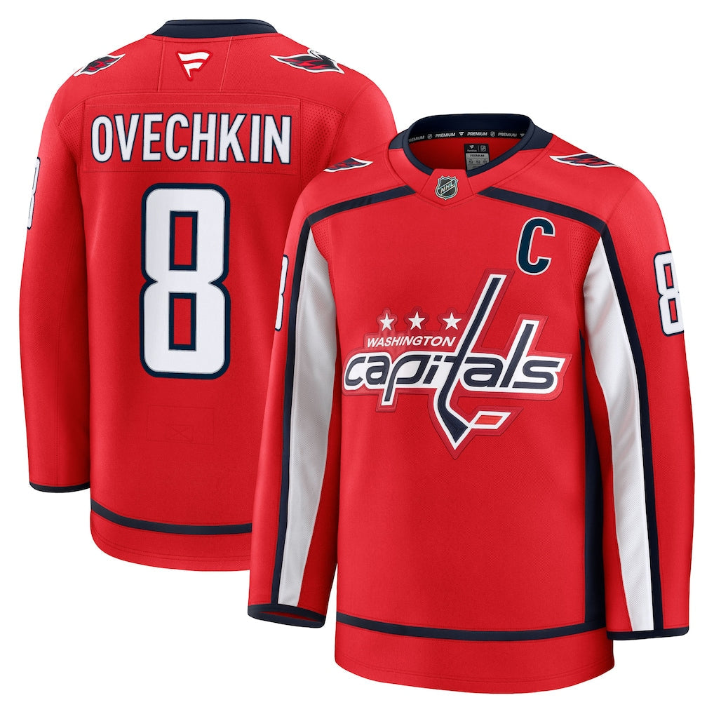 Alexander Ovechkin Washington Capitals NHL Fanatics Branded Men Red Premium Jersey product image 3, provided for visual