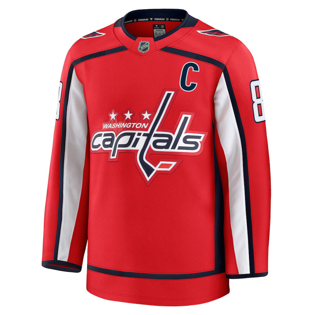 Alexander Ovechkin Washington Capitals NHL Fanatics Branded Men Red Premium Jersey product image 2, provided for visual