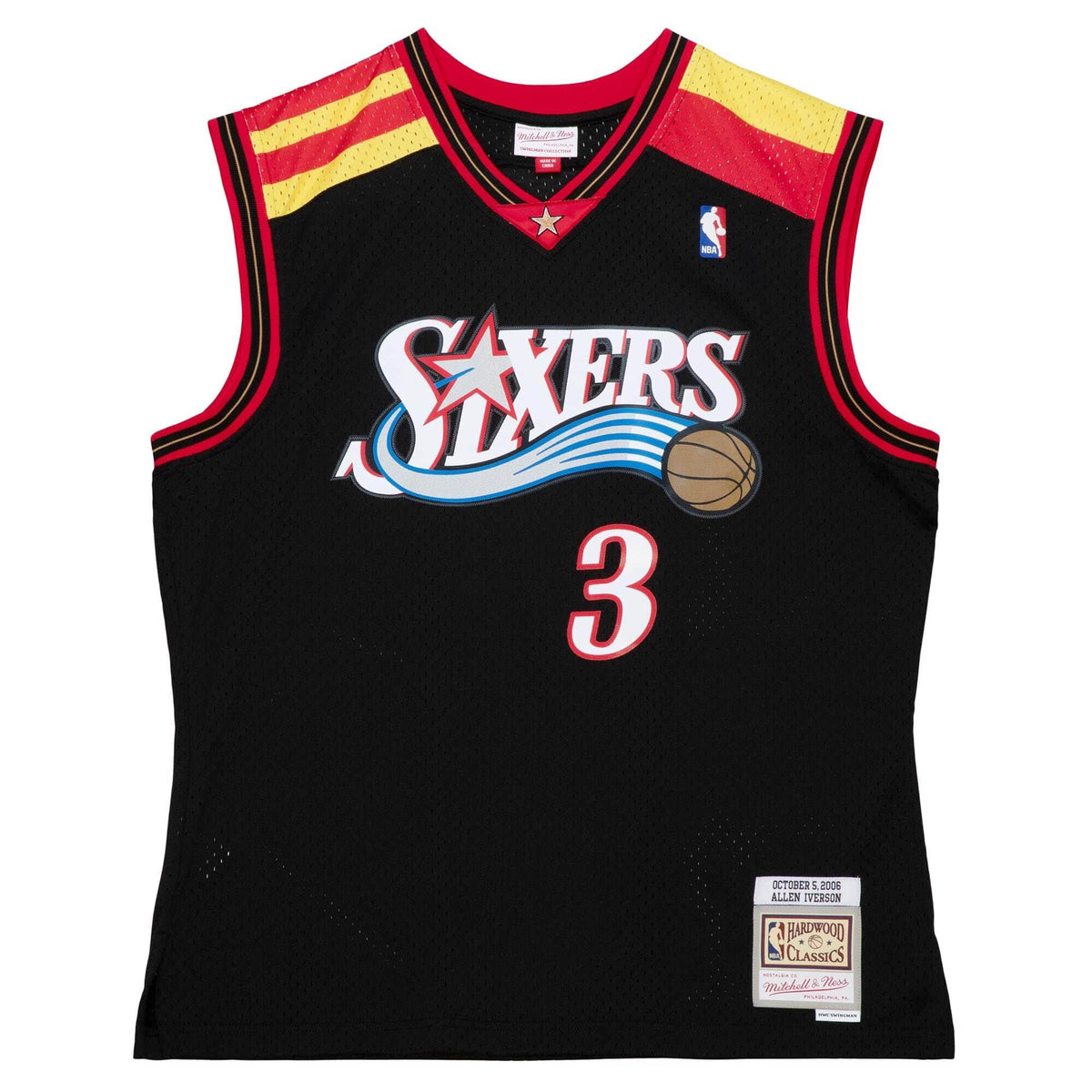 Allen Iverson Philadelphia 76ers NBA Mitchell & Ness Men Black 2006-07 Hardwood Classics Swingman Jersey product image 2,