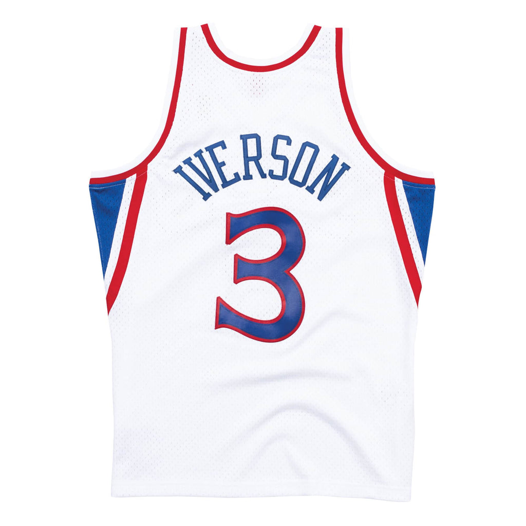 Allen Iverson Philadelphia 76ers NBA Mitchell & Ness Men White 1996-97 Hardwood Classics Swingman Jersey product image 1,