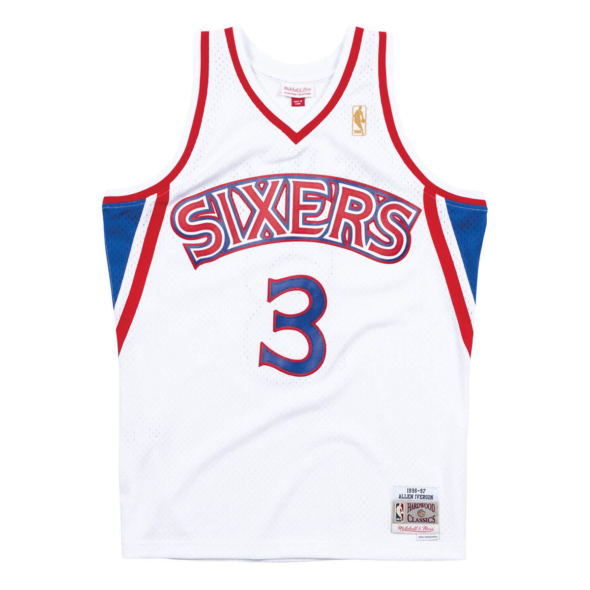 Allen Iverson Philadelphia 76ers NBA Mitchell & Ness Men White 1996-97 Hardwood Classics Swingman Jersey product image 2,