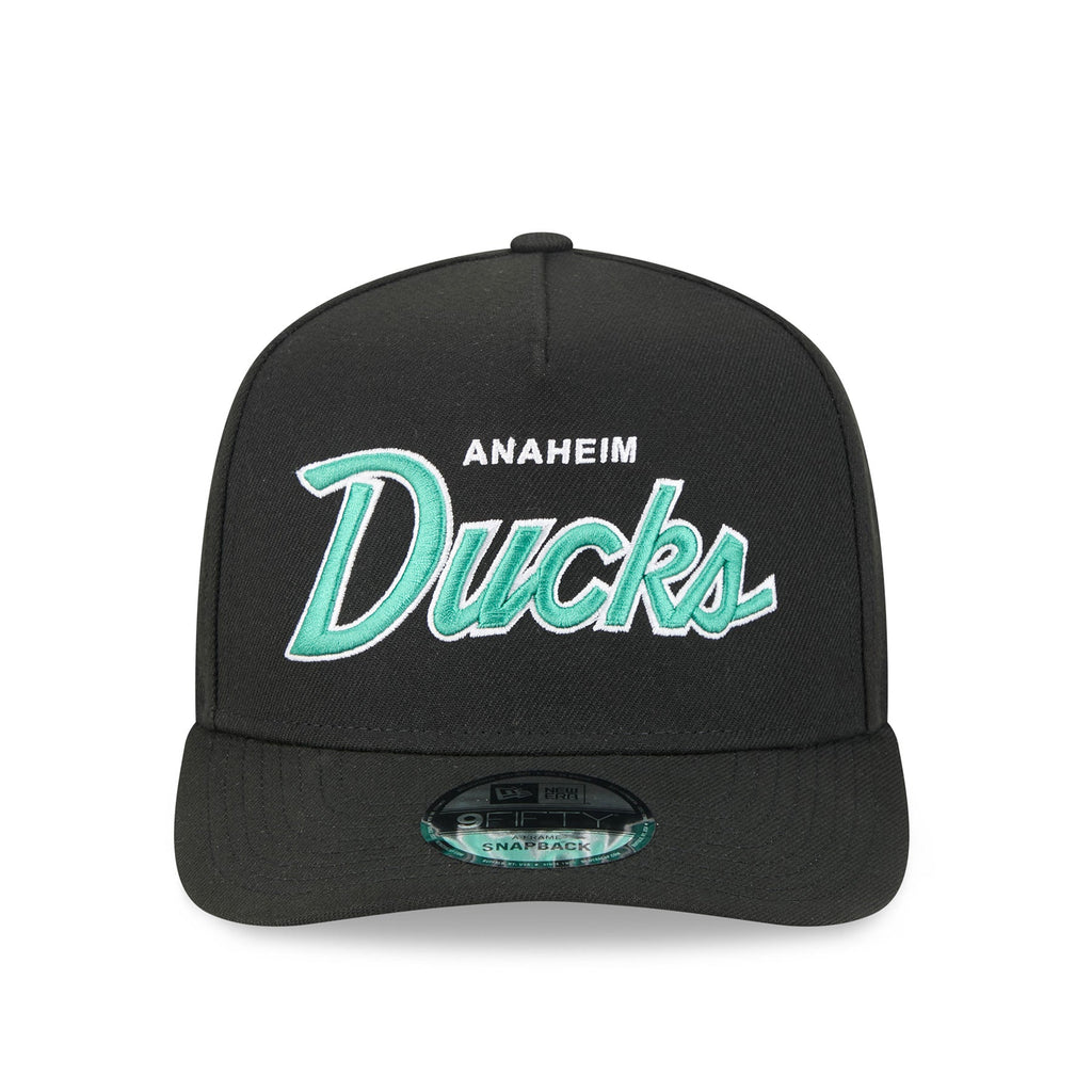 Anaheim Ducks NHL New Era Men Black 9FIfty Script A-Frame Snapback product image 4, provided for visual reference and