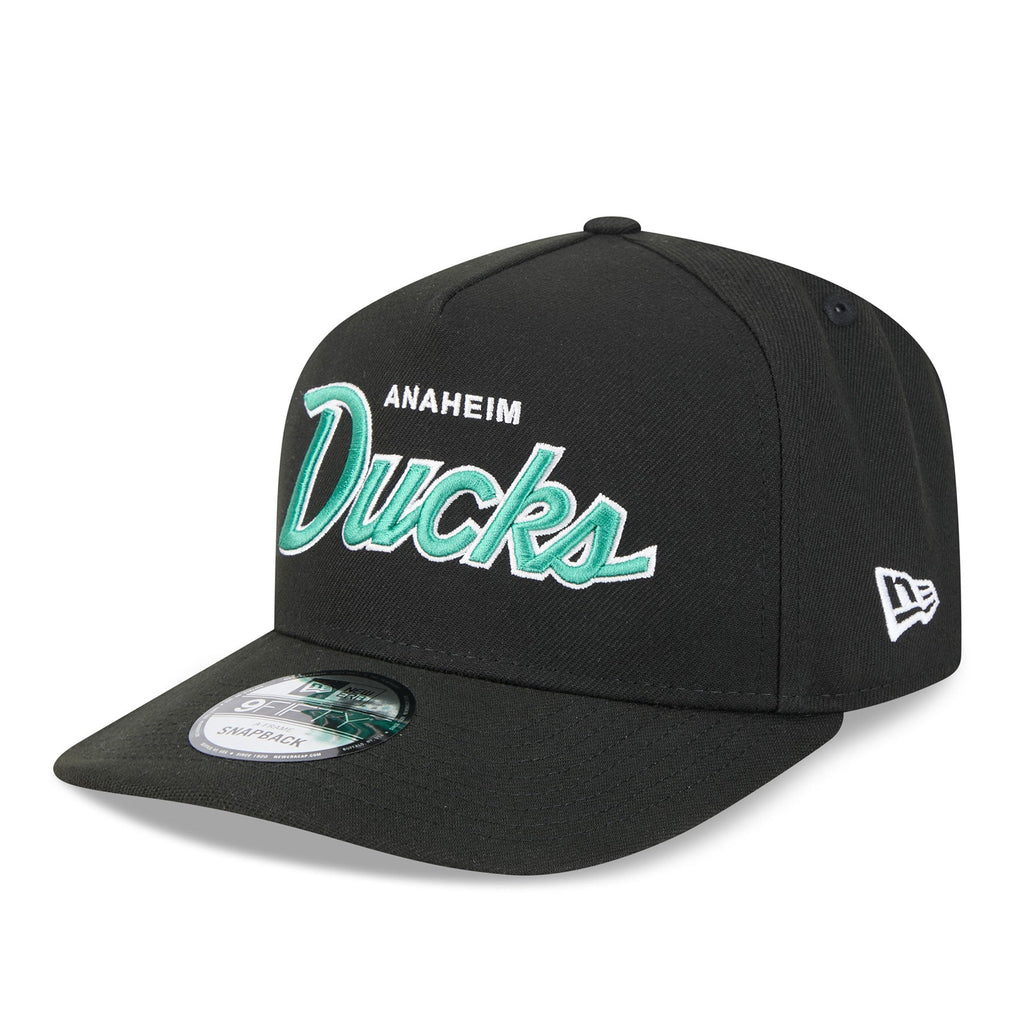 Anaheim Ducks NHL New Era Men Black 9FIfty Script A-Frame Snapback product image 3, provided for visual reference and