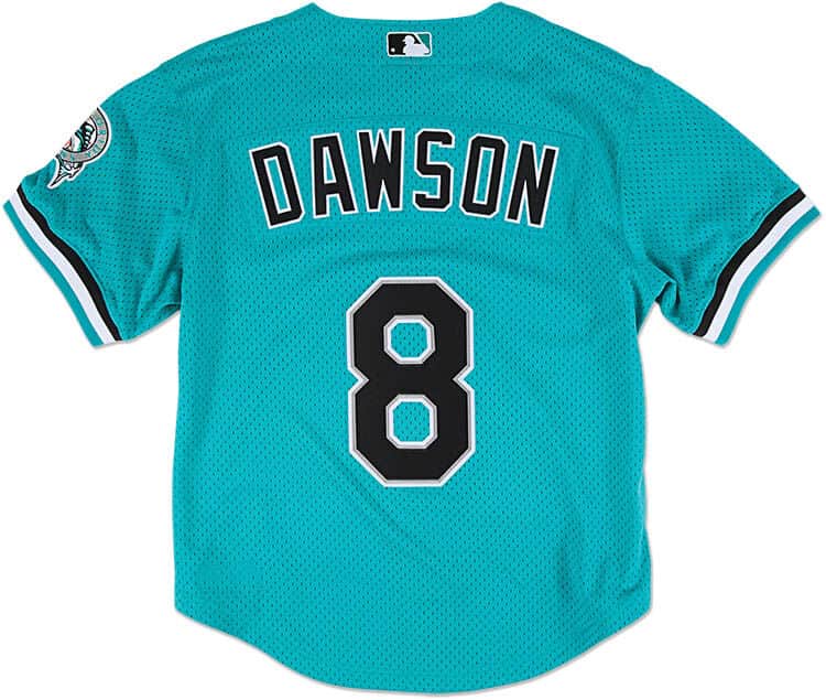 Andre Dawson Florida Marlins MLB Mitchell & Ness Men Teal 1995 Authentic BP Jersey product image 1, provided for visual