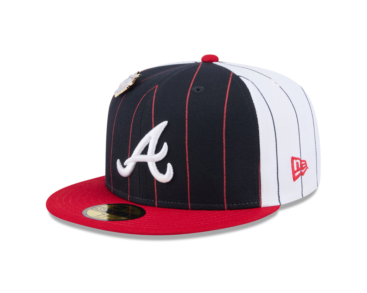 Atlanta Braves MLB New Era Men Navy 59Fifty Two Tone Pinstripe Fitted Hat product image 4, provided for visual reference and