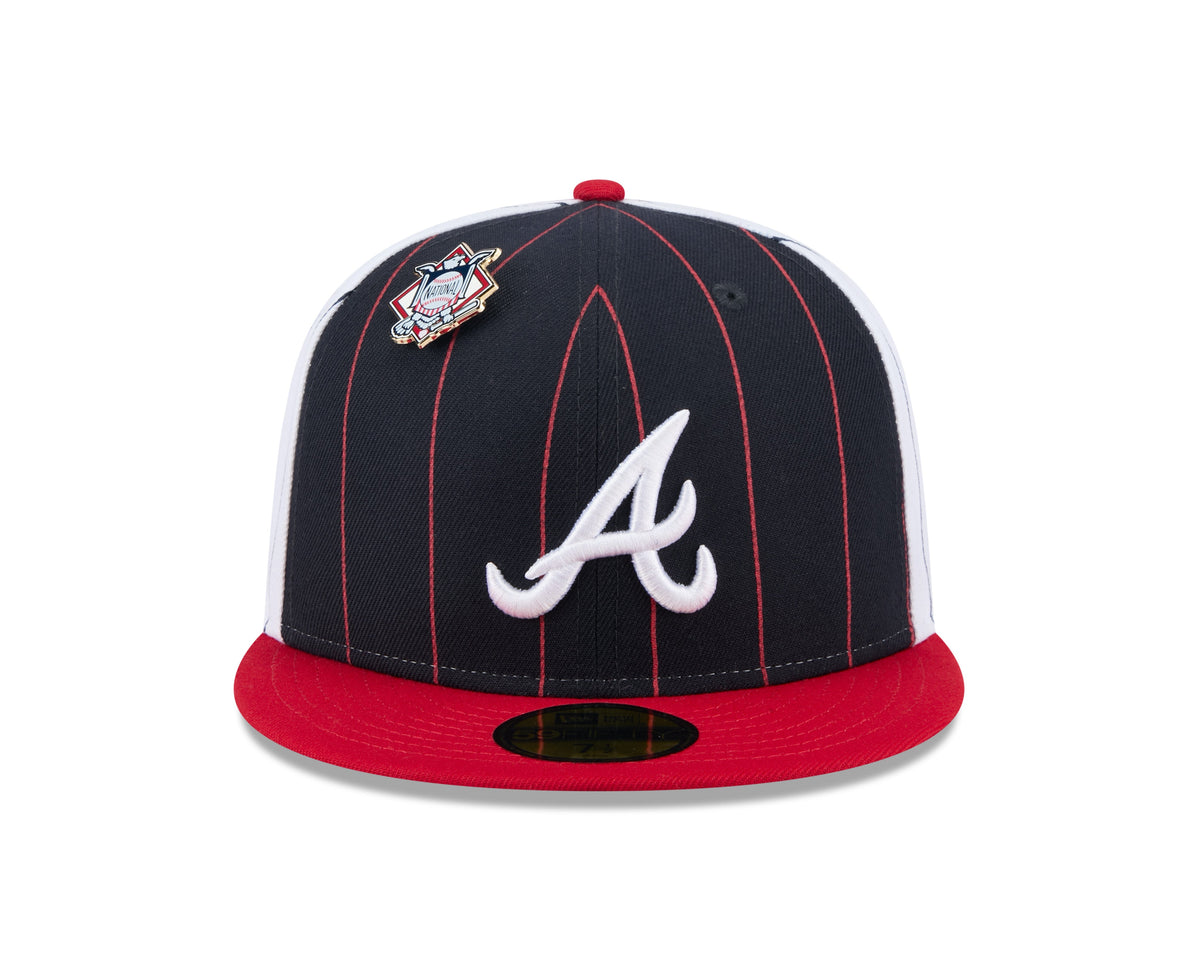 Atlanta Braves MLB New Era Men Navy 59Fifty Two Tone Pinstripe Fitted Hat product image 3, provided for visual reference and