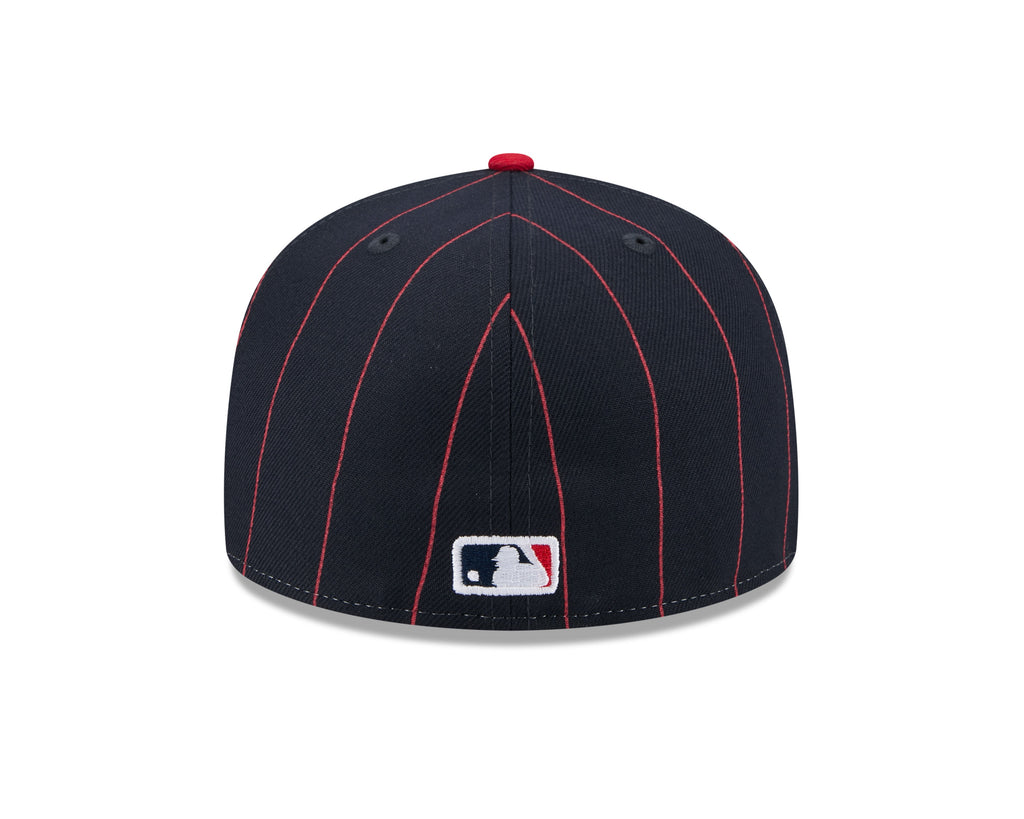 Atlanta Braves MLB New Era Men Navy 59Fifty Two Tone Pinstripe Fitted Hat product image 2, provided for visual reference and