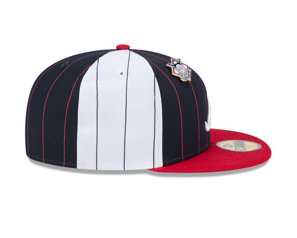 Atlanta Braves MLB New Era Men Navy 59Fifty Two Tone Pinstripe Fitted Hat product image 6, provided for visual reference and