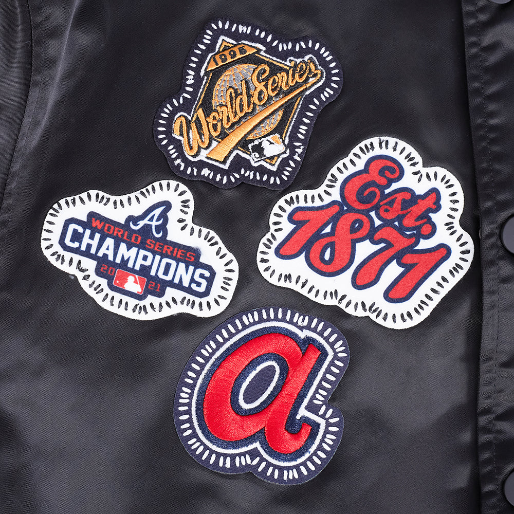 Atlanta Braves MLB Pro Standard Men Black DIY Pick Stitch Rib Satin Jacket product image 6, provided for visual reference