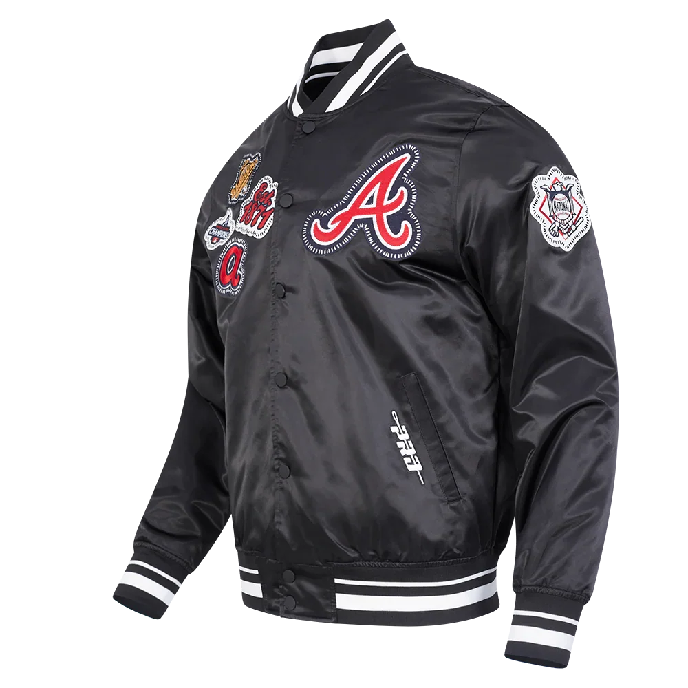 Atlanta Braves MLB Pro Standard Men Black DIY Pick Stitch Rib Satin Jacket product image 3, provided for visual reference