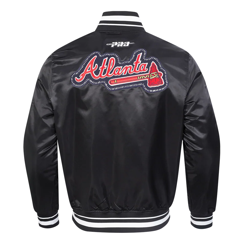 Atlanta Braves MLB Pro Standard Men Black DIY Pick Stitch Rib Satin Jacket product image 2, provided for visual reference