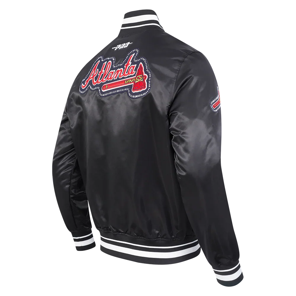 Atlanta Braves MLB Pro Standard Men Black DIY Pick Stitch Rib Satin Jacket product image 4, provided for visual reference