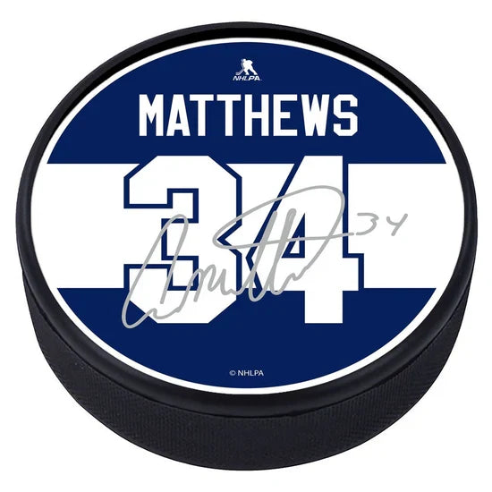 Auston Matthews Toronto Maple Leafs NHL Replica Signature Souvenir Hockey Puck product image 1, provided for visual