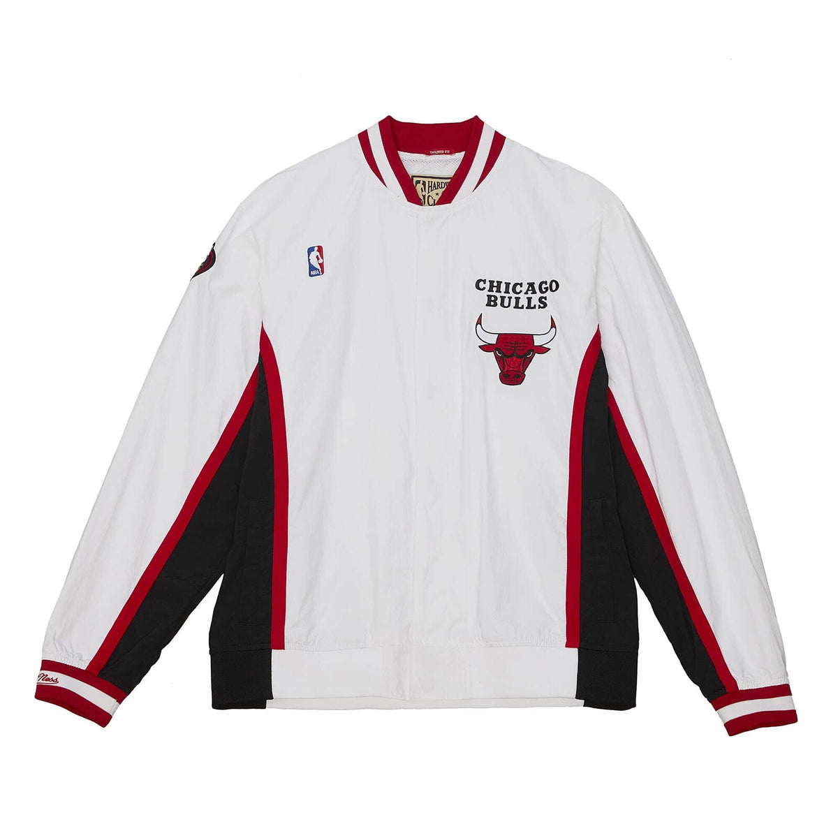Chicago Bulls NBA Mitchell & Ness Men’s White 1997-98 Finals Warm Up Jacket product image 1, provided for visual reference