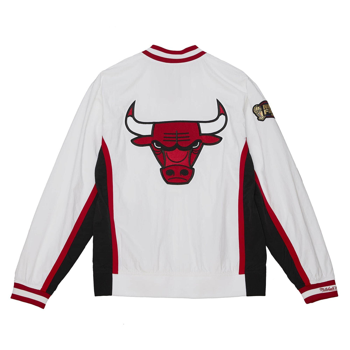Chicago Bulls NBA Mitchell & Ness Men’s White 1997-98 Finals Warm Up Jacket product image 2, provided for visual reference