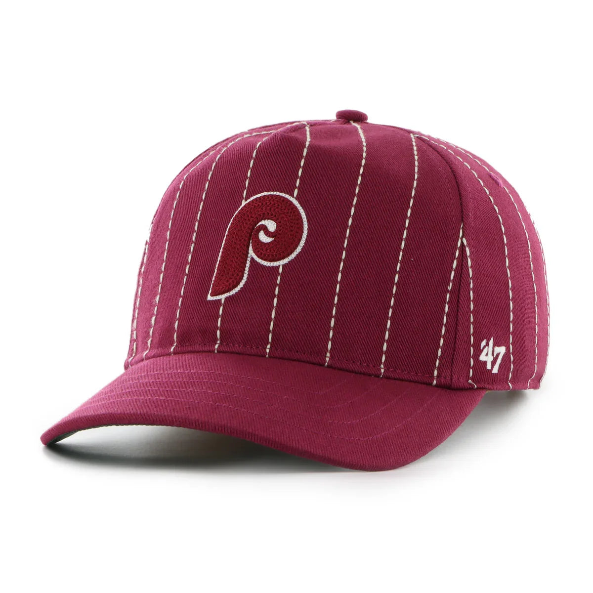 Philadelphia Phillies MLB 47 Brand Men Burgundy Rawlings Pinstripe Hitch Adjustable Hat product image 2, provided for visual