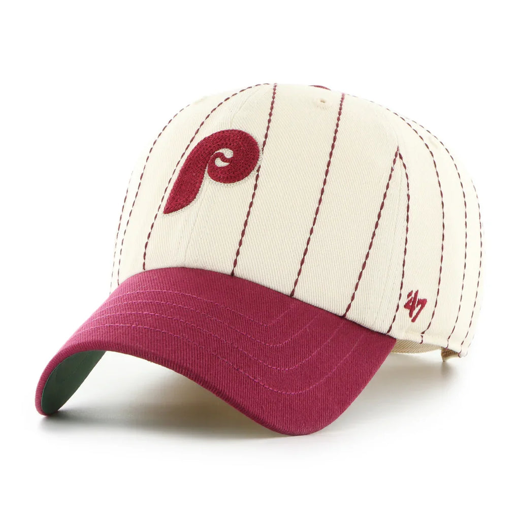 Philadelphia Phillies MLB 47 Brand Men Beige Rawlings Pinstripe Clean Up Adjustable Hat product image 5, provided for visual