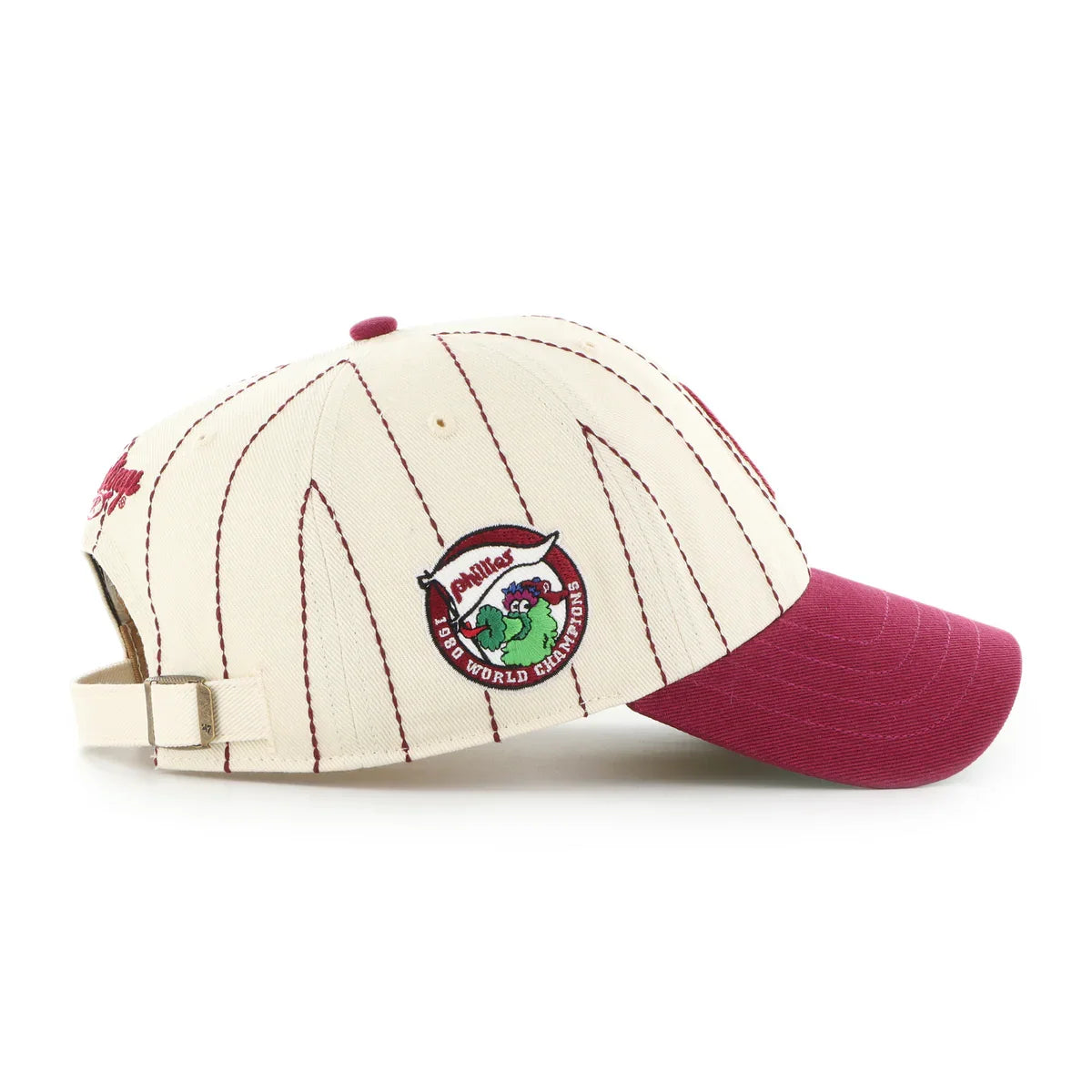 Philadelphia Phillies MLB 47 Brand Men Beige Rawlings Pinstripe Clean Up Adjustable Hat product image 3, provided for visual