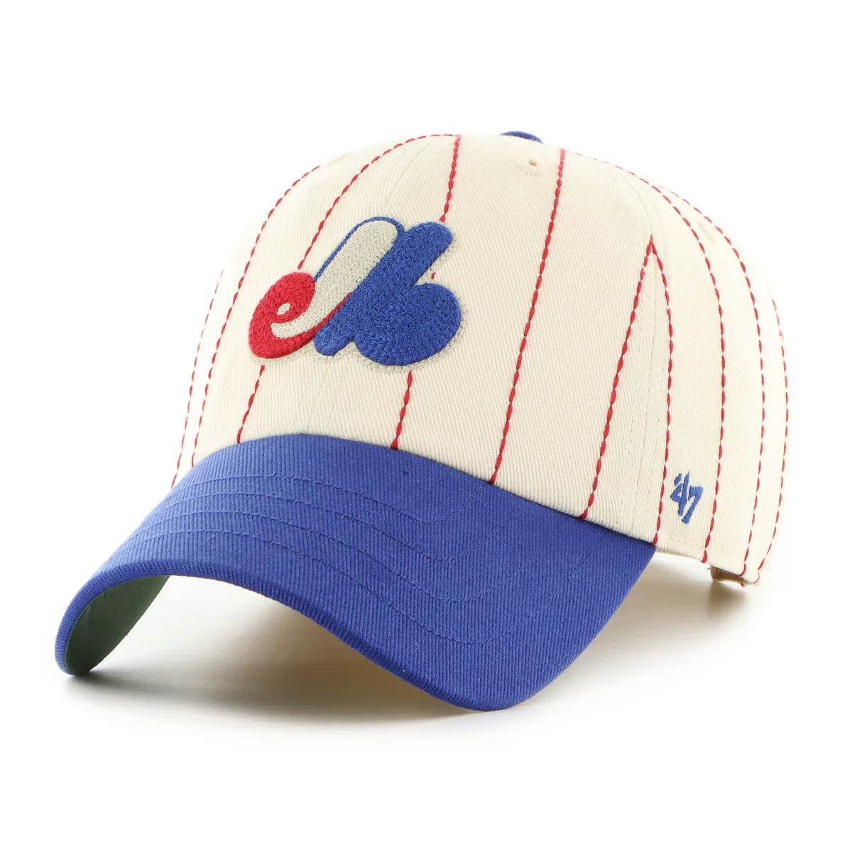 Montreal Expos MLB 47 Brand Men Beige Rawlings Pinstripe Clean Up Adjustable Hat product image 2, provided for visual