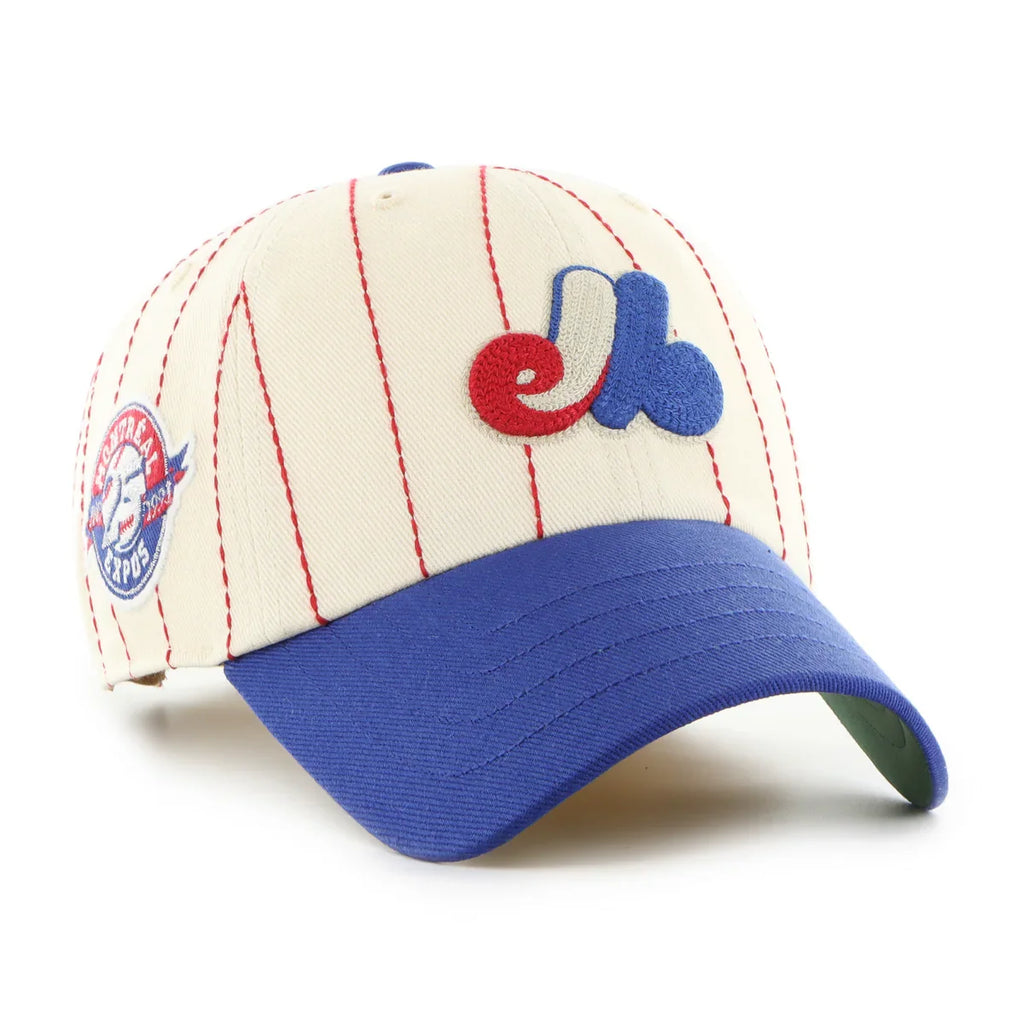 Montreal Expos MLB 47 Brand Men Beige Rawlings Pinstripe Clean Up Adjustable Hat product image 1, provided for visual