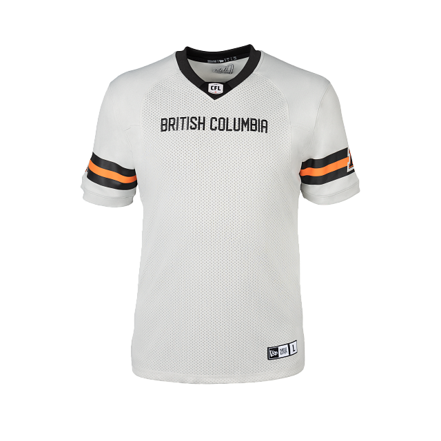 BC Lions CFL New Era Men White 2023 Away Replica Jersey product image 1, provided for visual reference and product detail