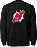 New Jersey Devils NHL Bulletin Men Black Twill Logo Express Crew Sweater product image 1, provided for visual reference and