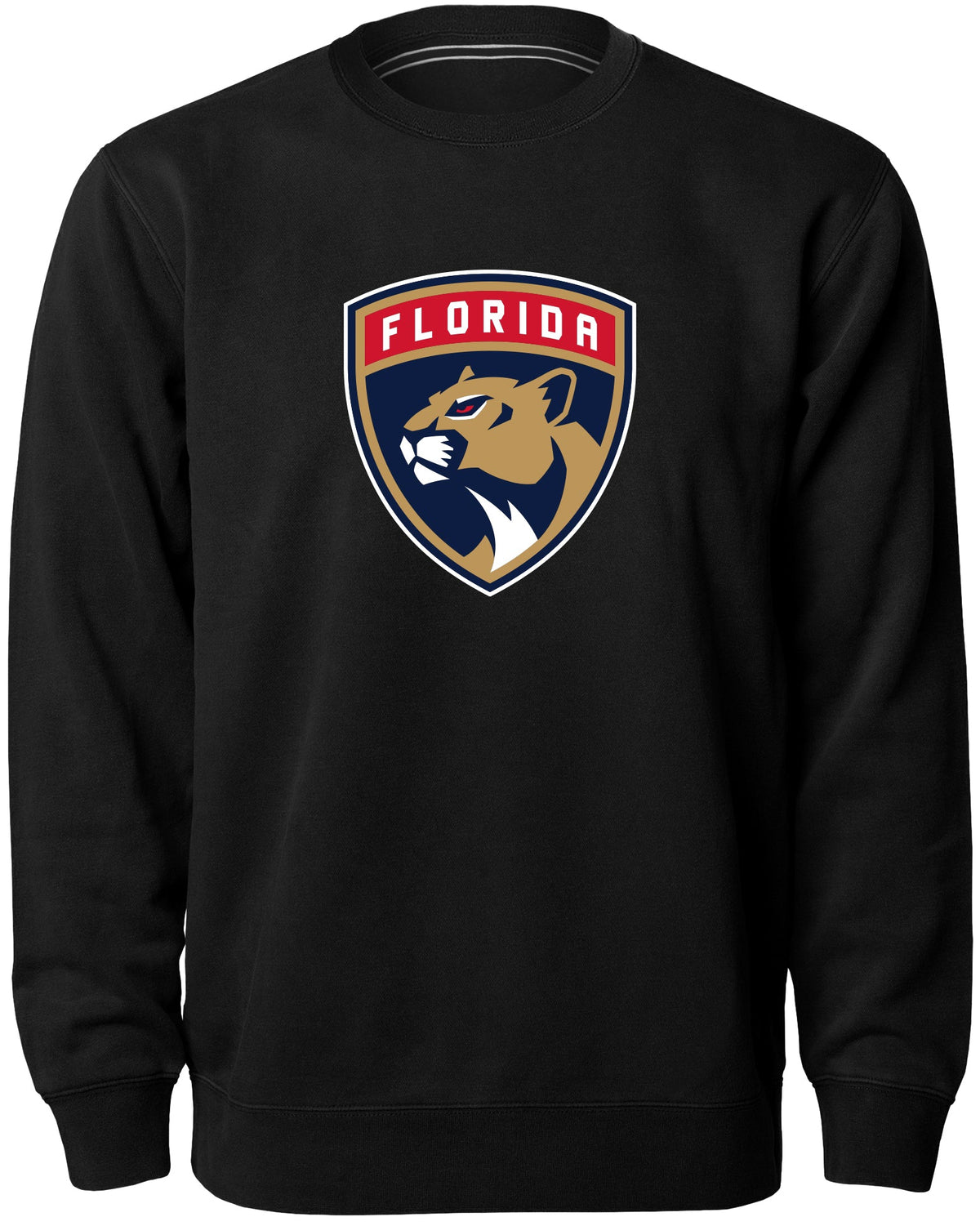 Florida Panthers NHL Bulletin Men Black Twill Logo Express Crew Sweater product image 1, provided for visual reference and