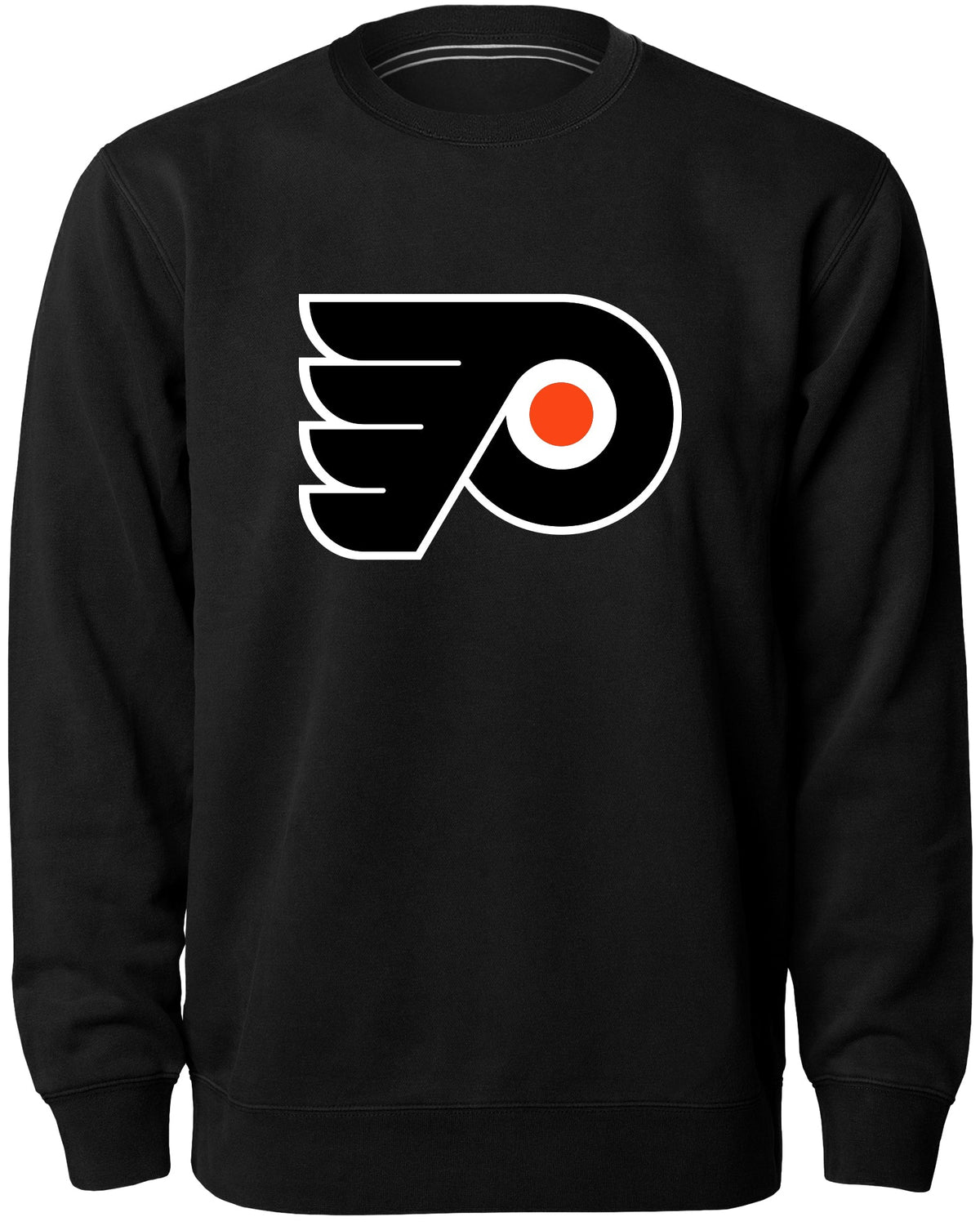 Philadelphia Flyers NHL Bulletin Men Black Twill Logo Express Crew Sweater product image 1, provided for visual reference
