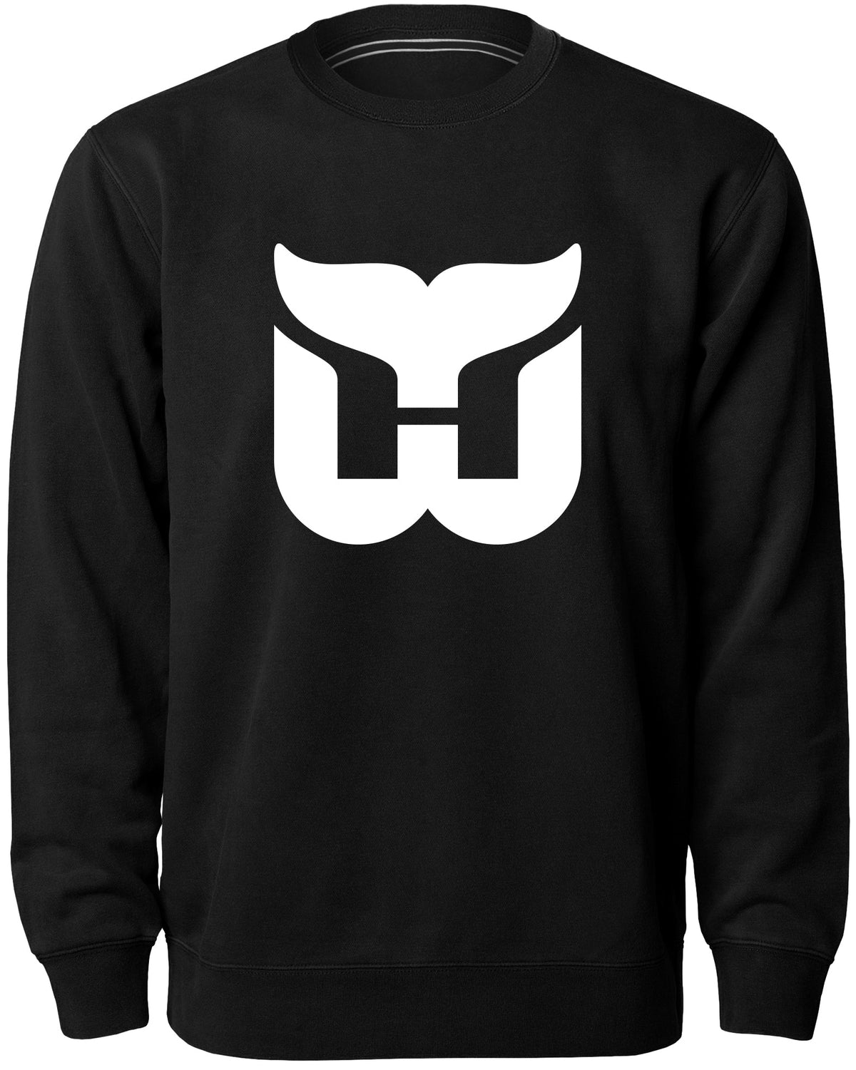Hartford Whalers NHL Bulletin Men Black Twill Logo Express Crew Sweater product image 1, provided for visual reference and