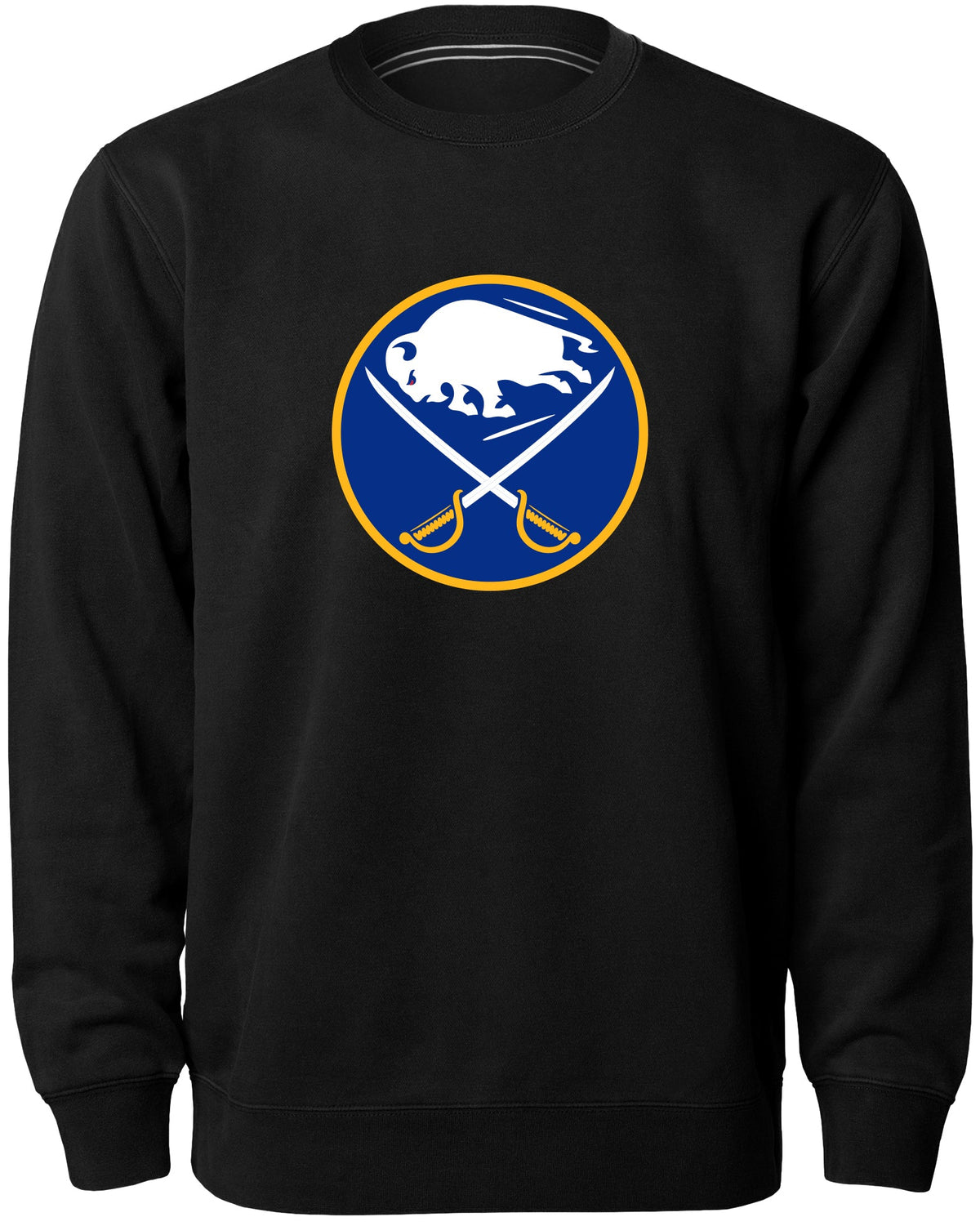 Buffalo Sabres NHL Bulletin Men Black Twill Logo Express Crew Sweater product image 1, provided for visual reference and