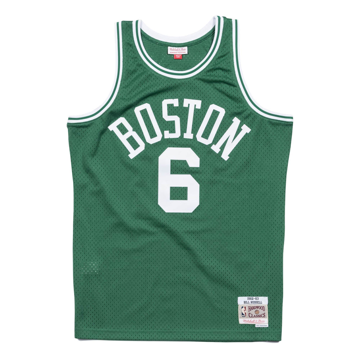 Bill Russell Boston Celtics NBA Mitchell & Ness Men Green 1962-63 Hardwood Classics Swingman Jersey product image 1,