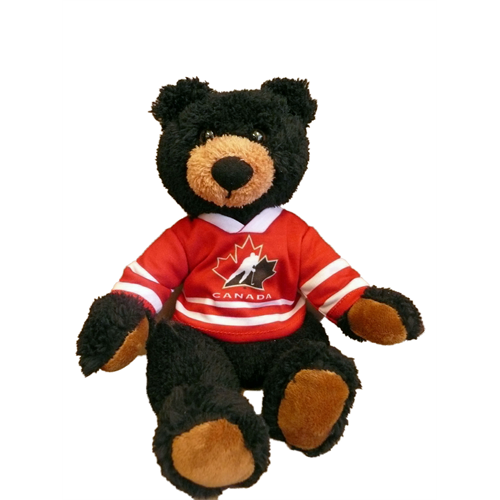 Black Bear Hockey Canada IIHF Stuffed Animal House 10" Curly Gritter product image 1, provided for visual reference and