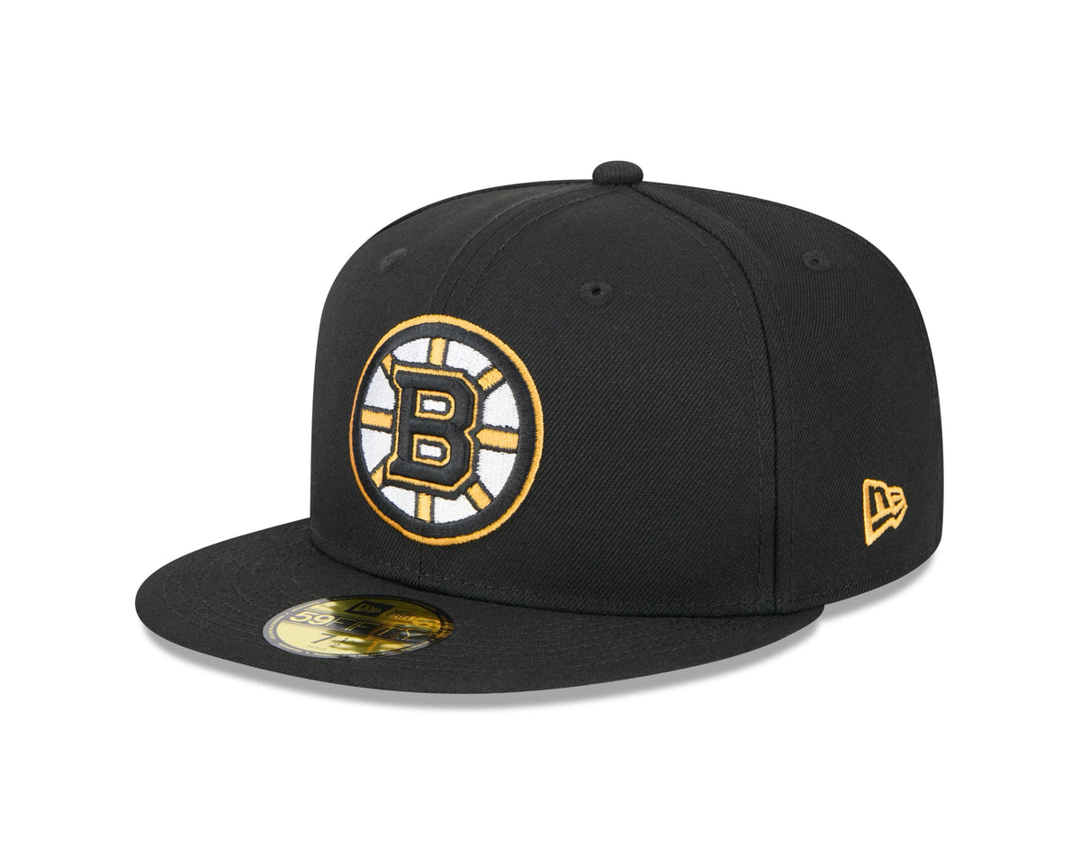 Boston Bruins NHL New Era Men Black 59Fifty Core Fitted Hat product image 1, provided for visual reference and product