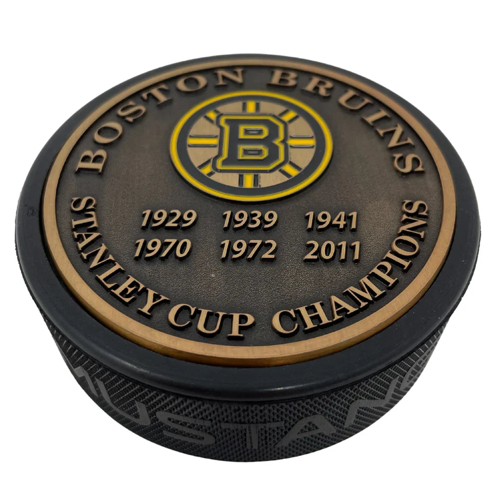 Boston Bruins NHL Stanley Cup Years Medallion Hockey Puck product image 3, provided for visual reference and product detail