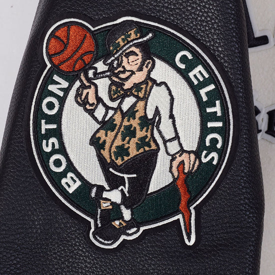 Boston Celtics NBA Pro Standard Men Eggshell/Black Modern Originals Rib Wool Varsity Jacket product image 4, provided for