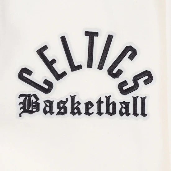 Boston Celtics NBA Pro Standard Men Eggshell/Black Modern Originals Rib Wool Varsity Jacket product image 7, provided for