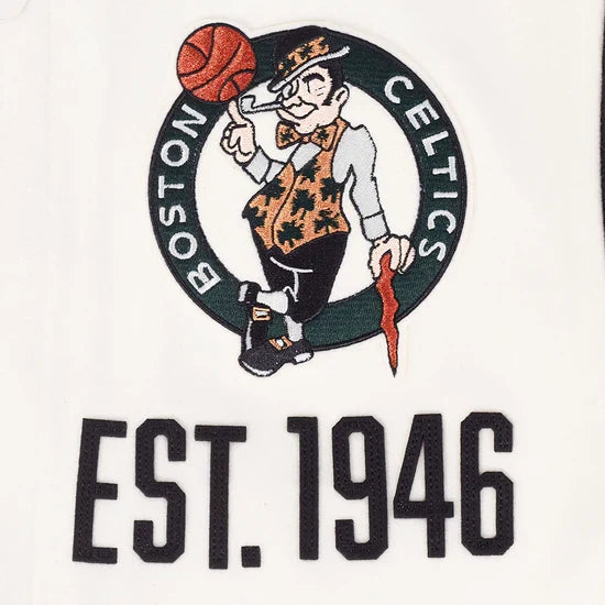 Boston Celtics NBA Pro Standard Men Eggshell/Black Modern Originals Rib Wool Varsity Jacket product image 8, provided for