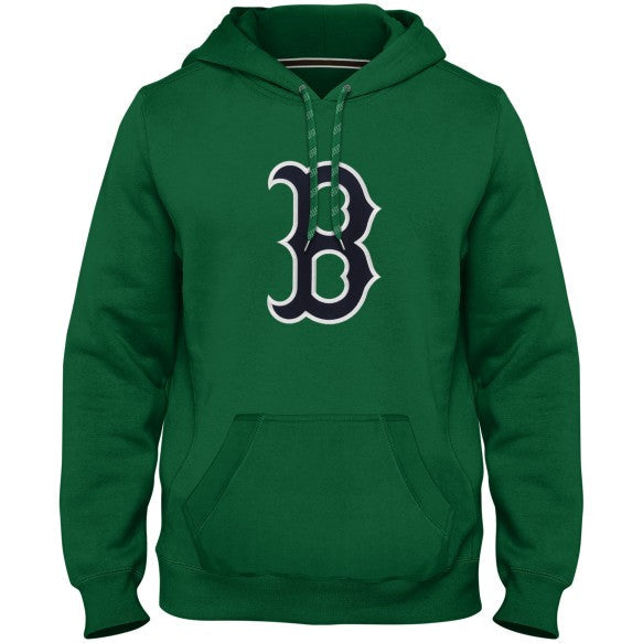 Boston Red Sox MLB Bulletin Men Green Express Twill Logo Hoodie product image 1, provided for visual reference and product