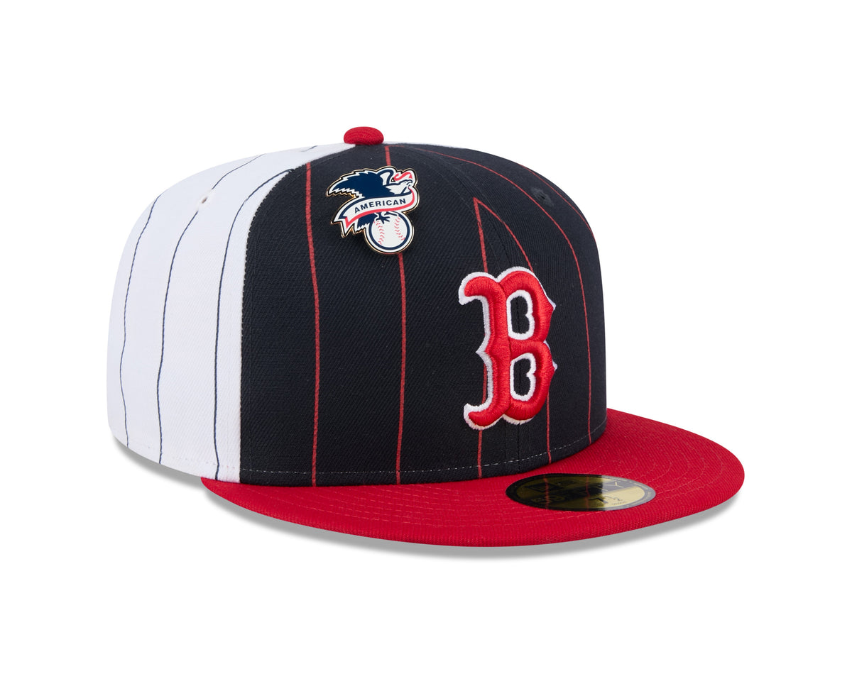 Boston Red Sox MLB New Era Men Navy 59Fifty Two Tone Pinstripe Fitted Hat product image 1, provided for visual reference and