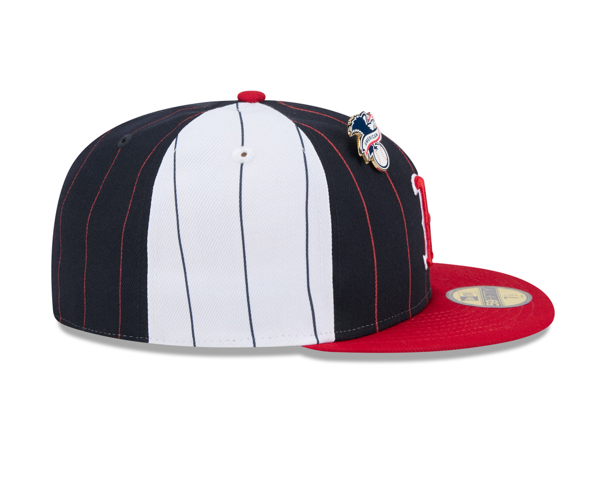 Boston Red Sox MLB New Era Men Navy 59Fifty Two Tone Pinstripe Fitted Hat product image 6, provided for visual reference and