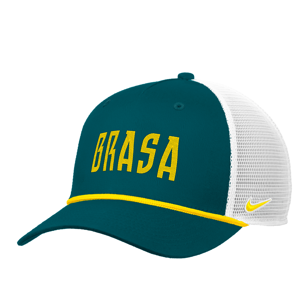 Brazil National Team FIFA Nike Men Green Rise Rope Trucker Adjustable Hat product image 1, provided for visual reference and