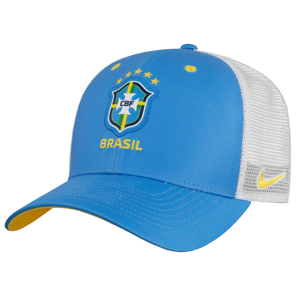 Brazil National Team FIFA Nike Men Light Blue Rise Trucker Adjustable Hat product image 1, provided for visual reference and