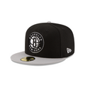 Brooklyn Nets NBA New Era Men Black/Grey 59Fifty Two Tone Fitted Hat product image 1, provided for visual reference and