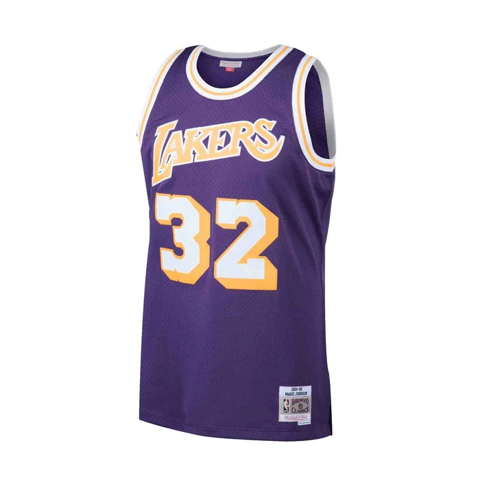 Magic Johnson Los Angeles Lakers NBA Mitchell & Ness Men Purple 1984-85 Hardwood Classics Swingman Road Jersey product image