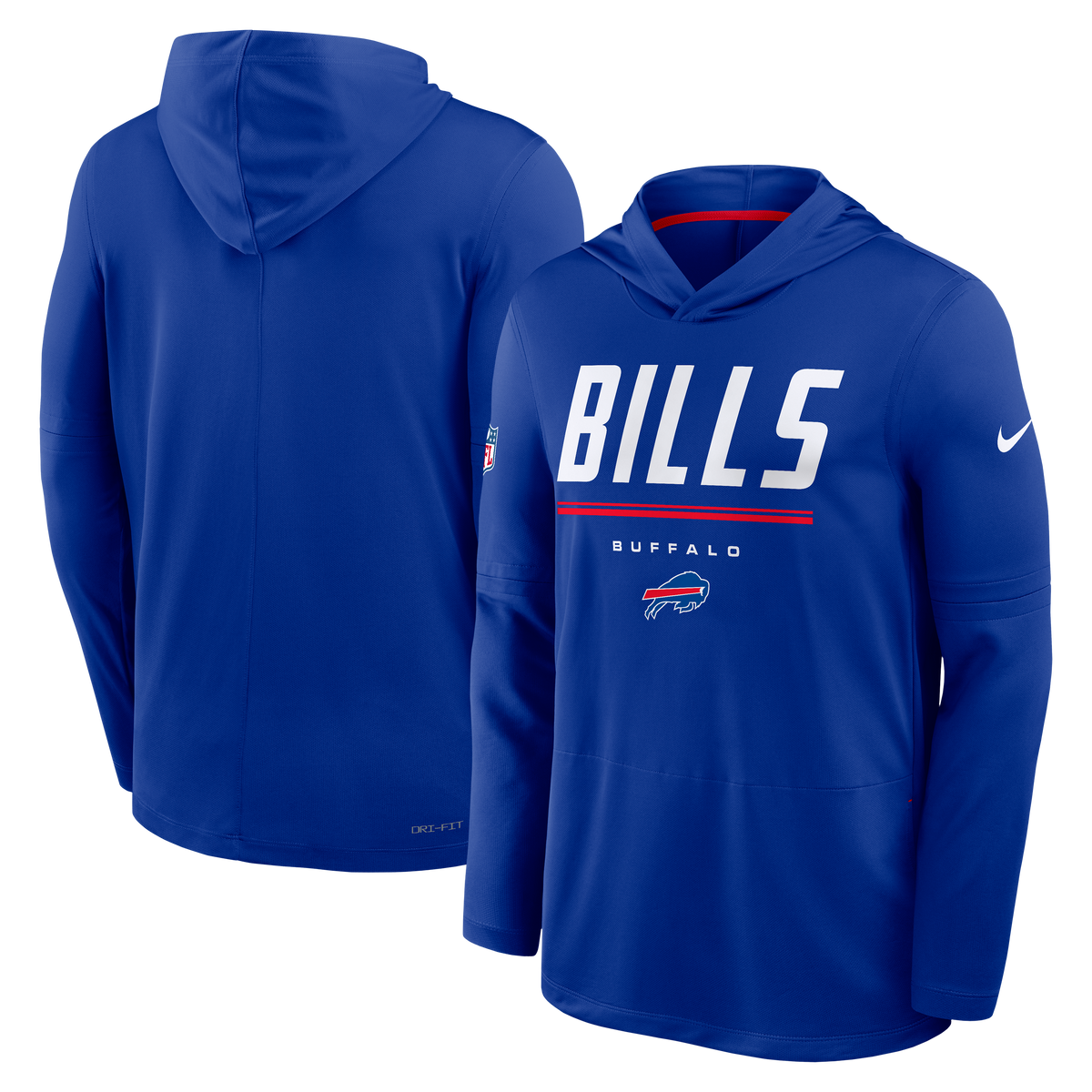 Buffalo Bills NFL Nike Men Royal Blue Sideline Dri-FIT Lightweight Long Sleeve Hoodie product image 3, provided for visual
